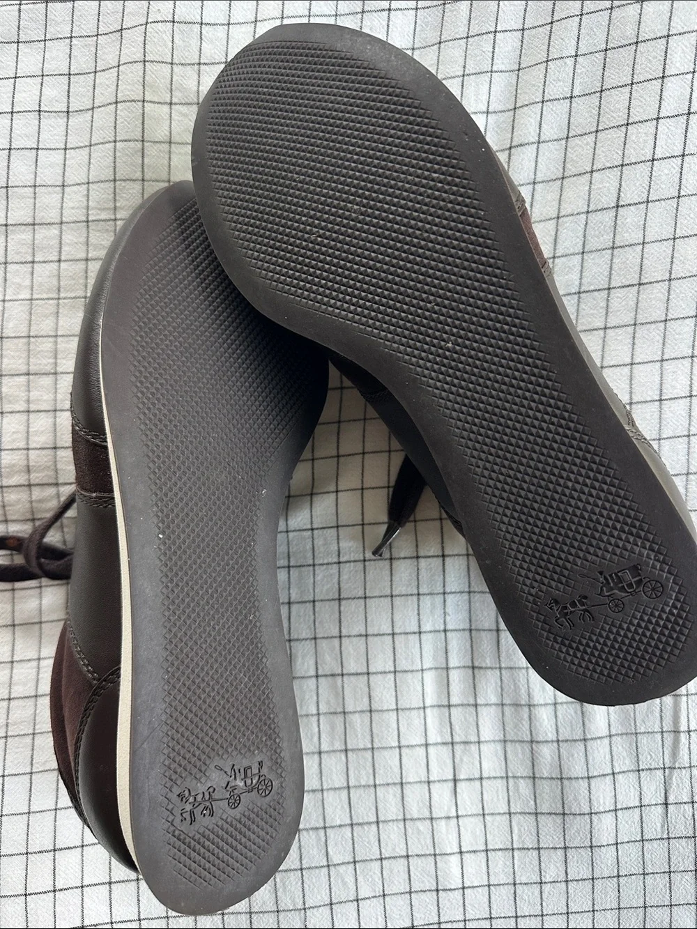 Coach Raylen Sneakers Dark Brown Leather‎ Suede Metallic Women’s 8.5